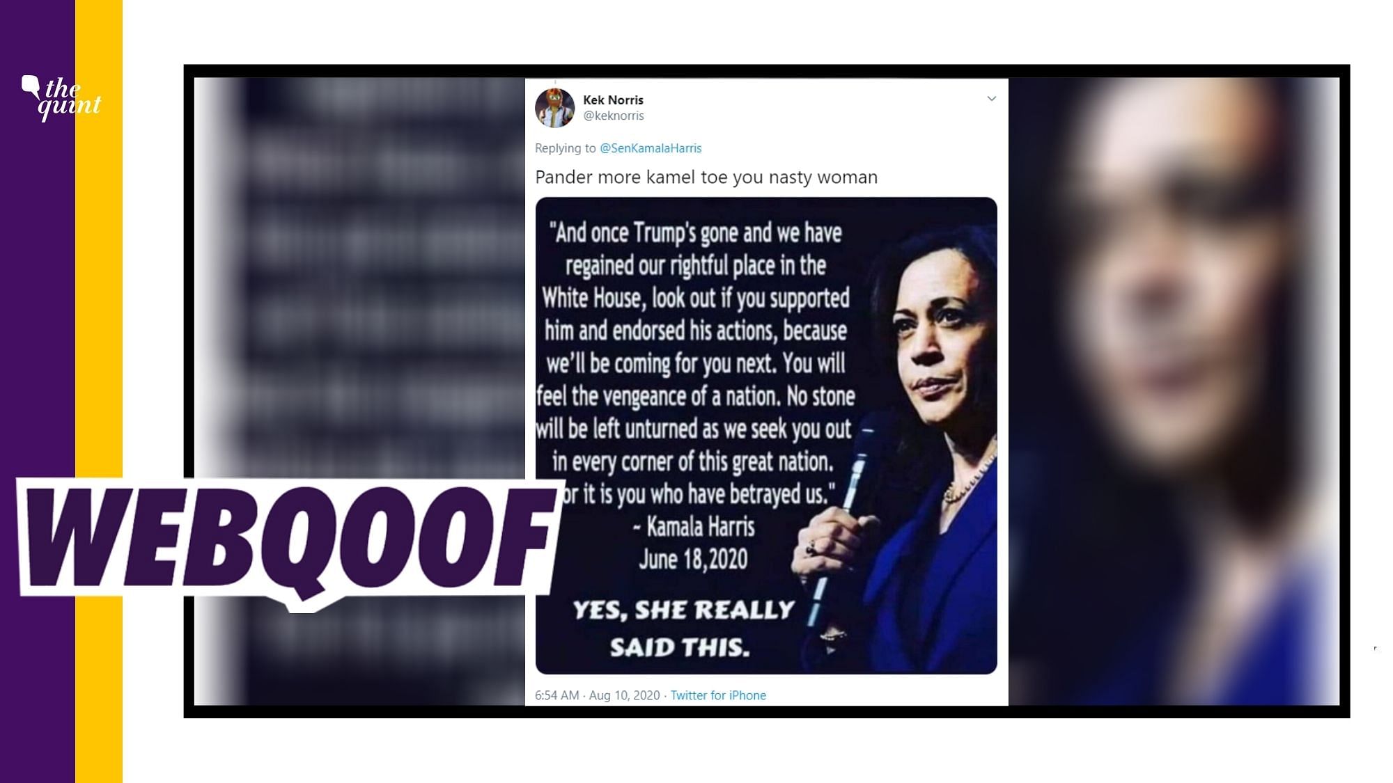 A post alleging that Harris threatened Trump supporters went viral. 