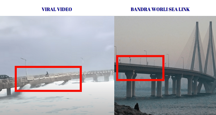 While one video is old and does not show Bandra-Worli sea link, the other video, too, is not related to Mumbai.