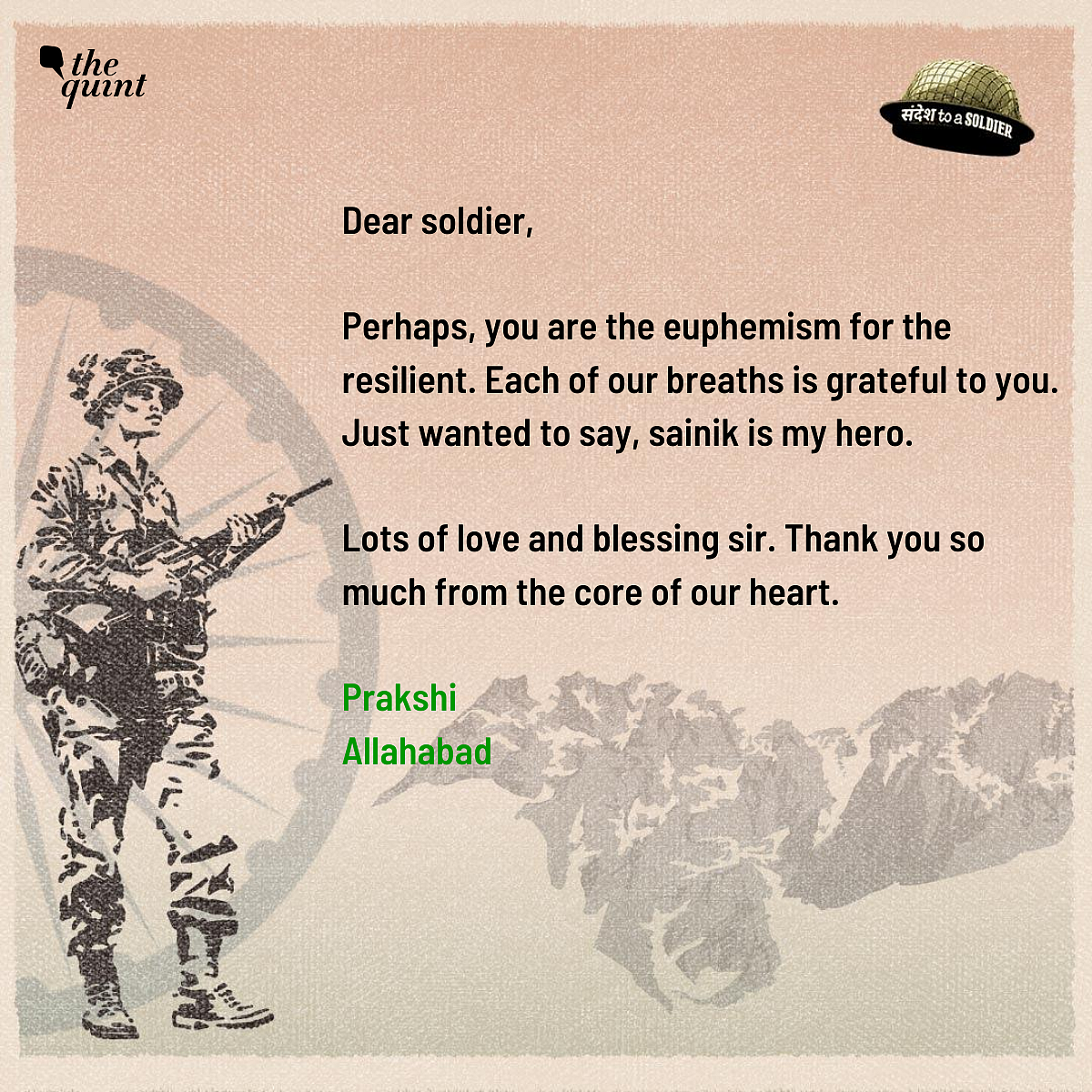 Dear Soldiers, For Our Better Tomorrow, You Sacrifice Your Today