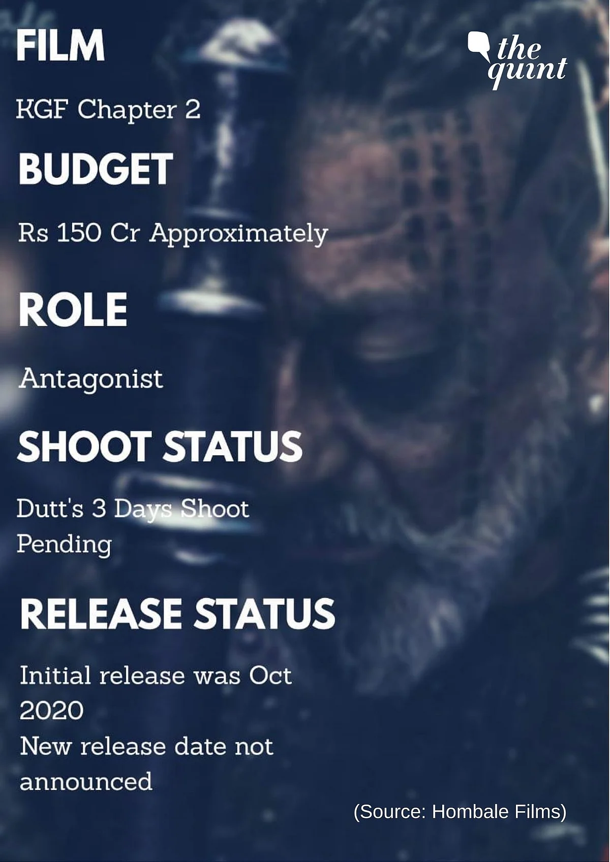 Dutt will be making his Kannada film debut with <i>KGF Chapter 2</i>.