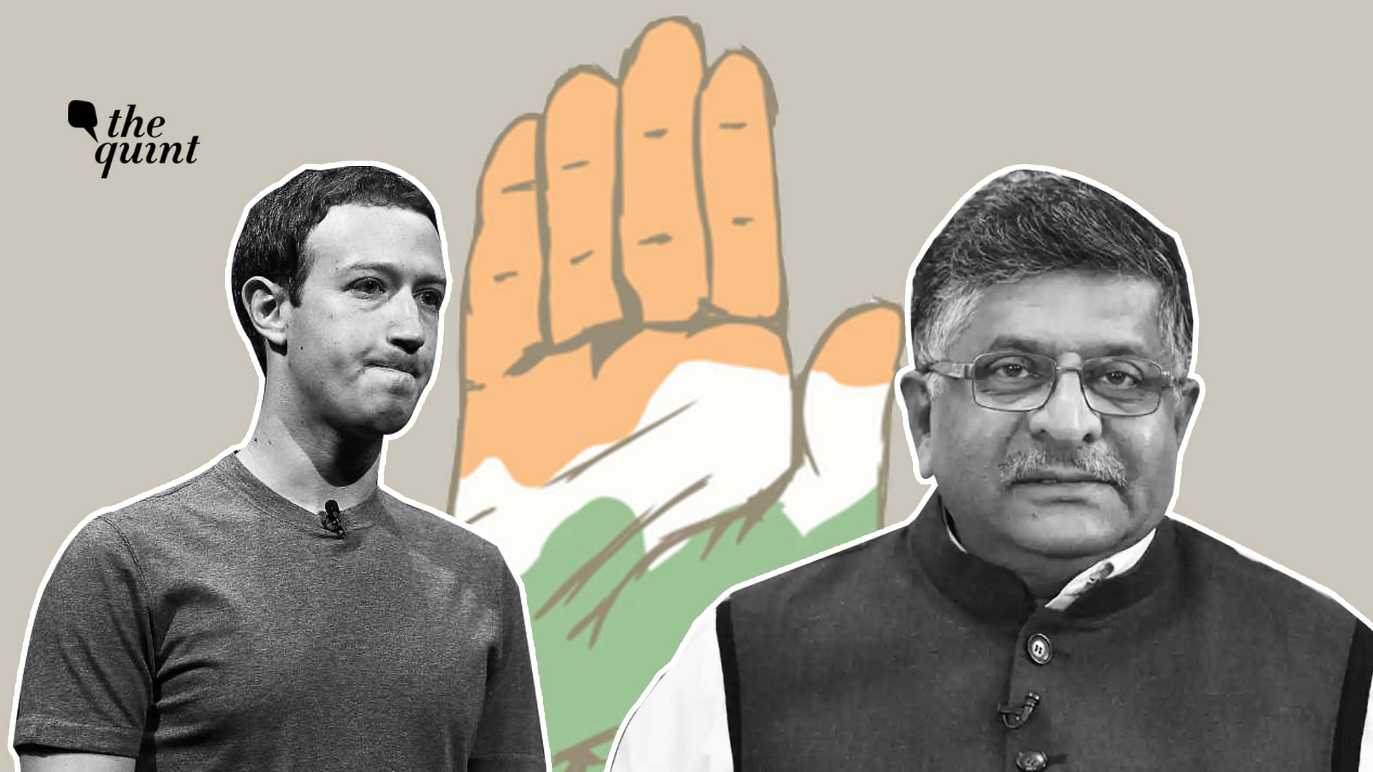 Facebook CEO Mark Zuckerberg (L) and Indian Law &amp; IT Minister Ravi Shankar Prasad (R).