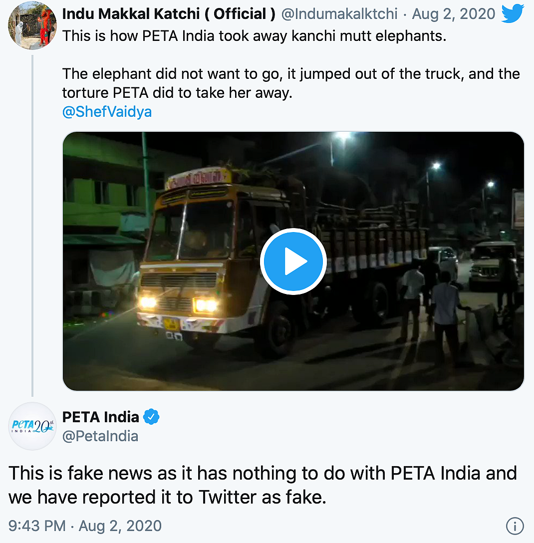 Video of Kanchi Mutt Elephant Goes Viral With False PETA Angle