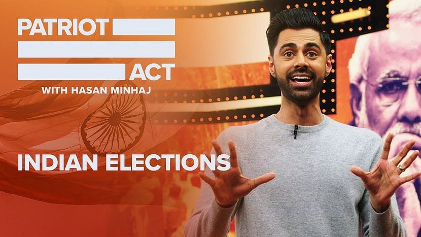 A still from The Patriot Act’s episode prior that first aired in March 2019. The episode discussed the 2G scam, Kashmir, and Modi’s ‘hug diplomacy’. 