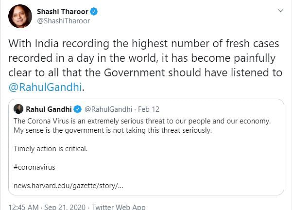 Tharoor said that the government has got an opportunity in the crisis to “hide its face”.  