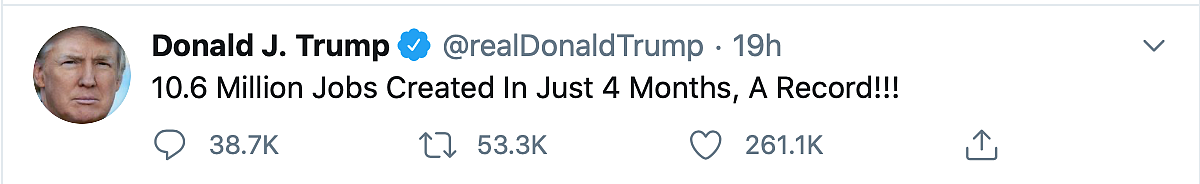 Trump Says 10.6Mn Jobs Added in 4 Months – Facts Blot Rosy Picture