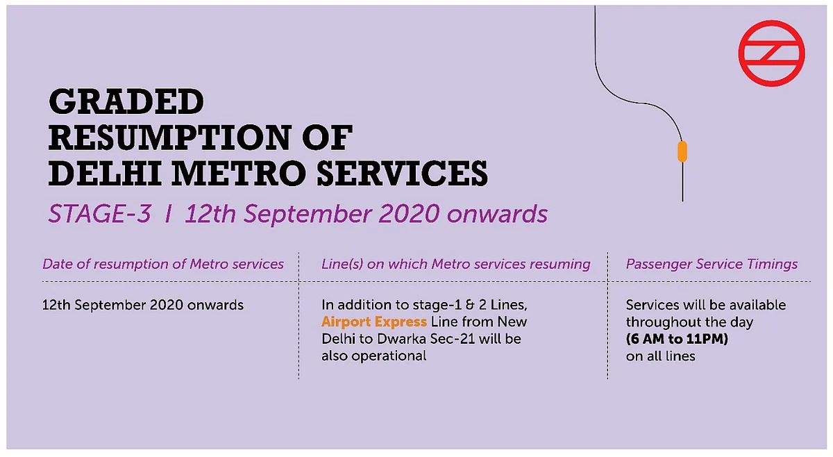 Delhi Metro Operation Hours and Routes on 12 September and onwards