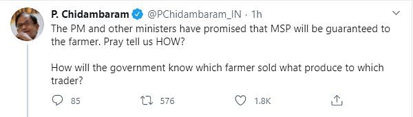 Targeting the Prime Minister, Chidambaram said that the government should stop lying to the farmers.