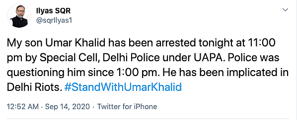 #StandWithUmar: Solidarity Pours in for Khalid Post His Arrest