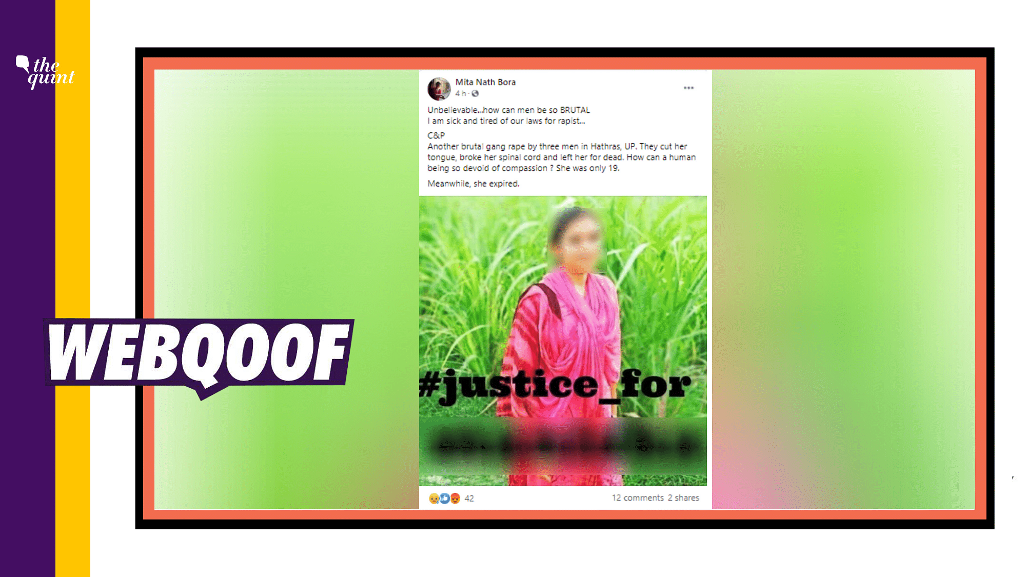 An image of a young girl standing in the middle of the fields in pink clothes has been circulating on social media, falsely identifying her as the victim. 