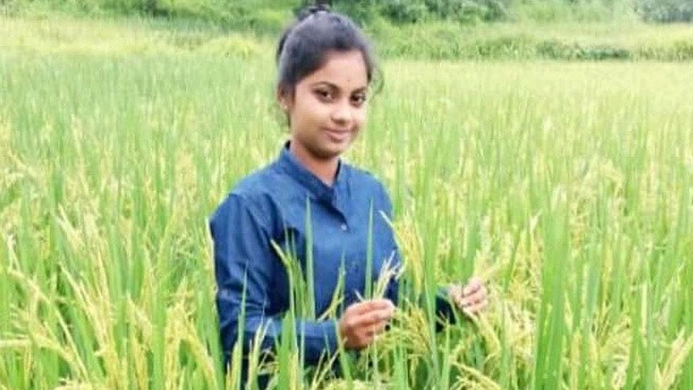 Young farmer Rasika Phatak, seen in her paddy field, has benefitted through a recent farming technique, harvesting record yields despite monsoon flooding.<a href="https://www.villagesquare.in/#facebook"></a>
