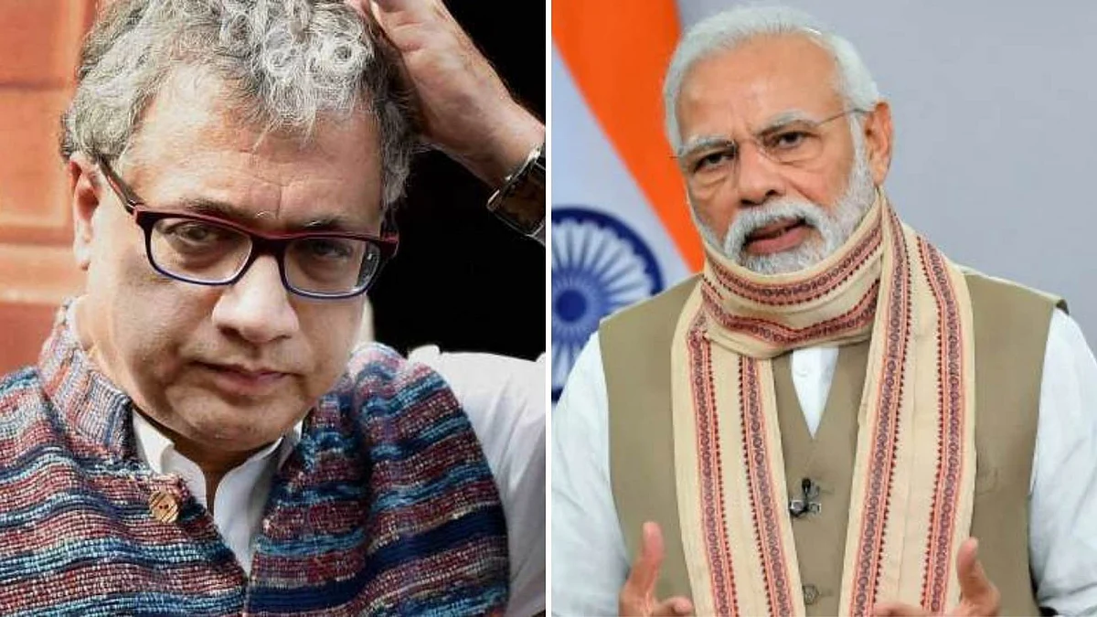 TMC MP Derek O’Brien (Left), PM Modi (Right).