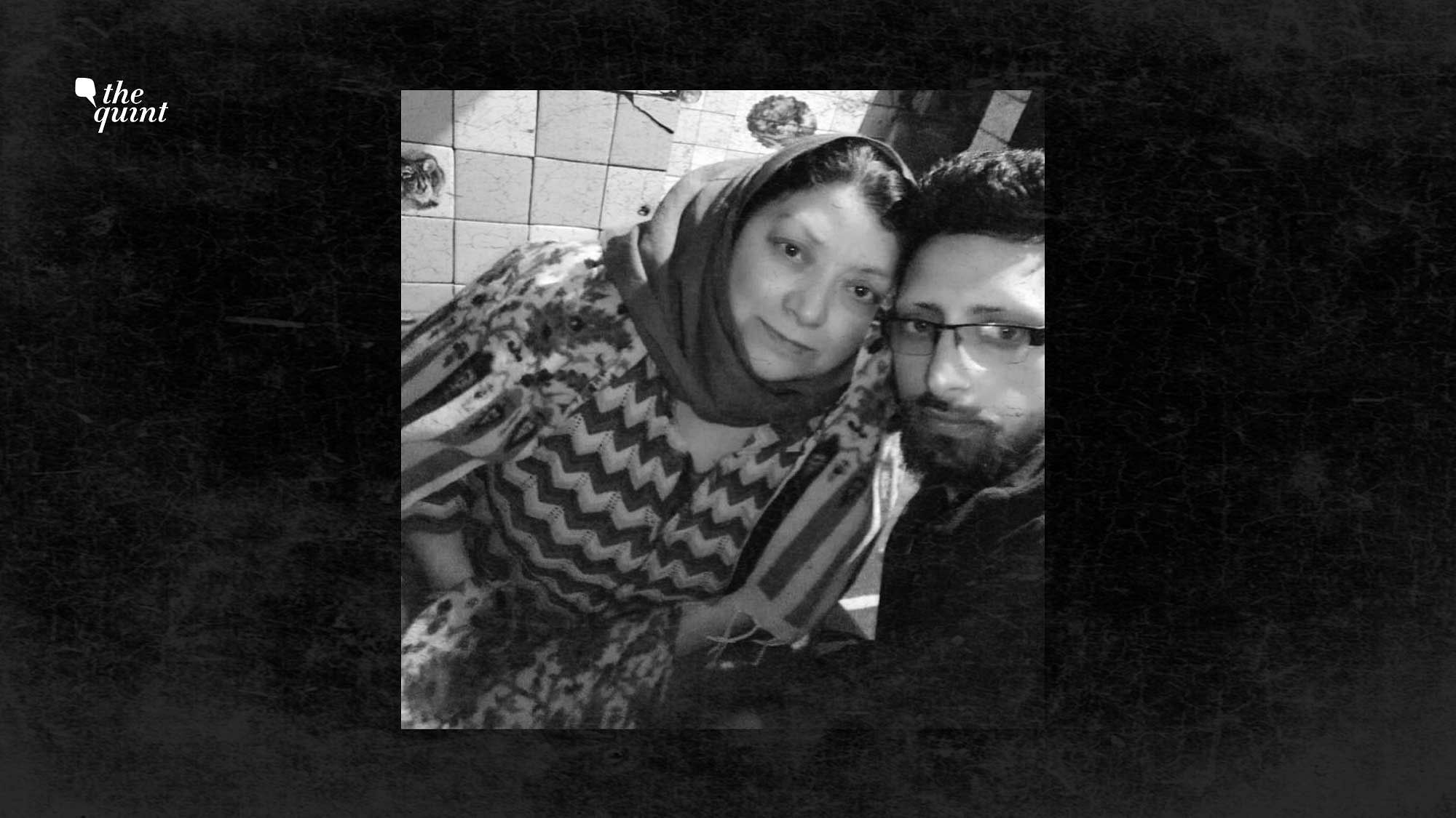 Aqib Riyaz with his mother Kousar Riyaz Soufi