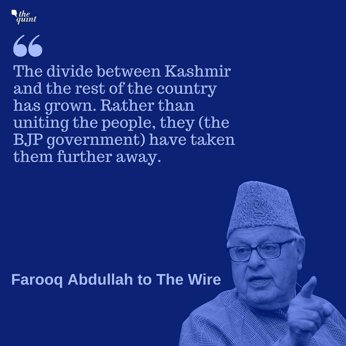 “We went against the current and joined the Gandhis’ India, not Modi’s India” said Farooq Abdullah.
