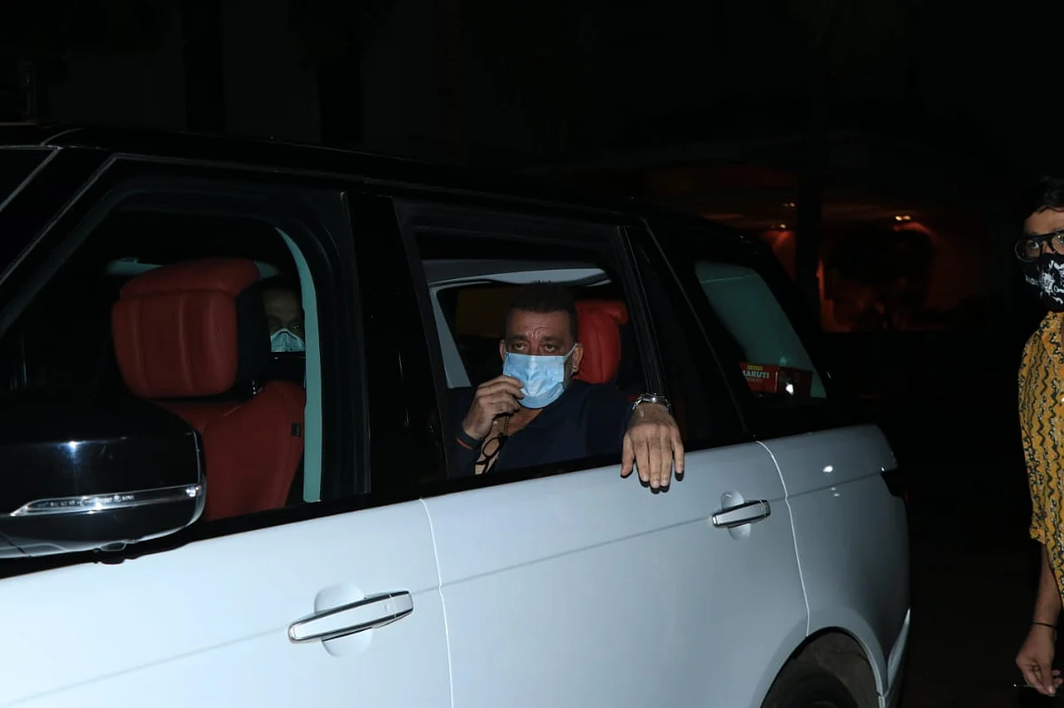 Sanjay Dutt leaves the Yash Raj Films studio.