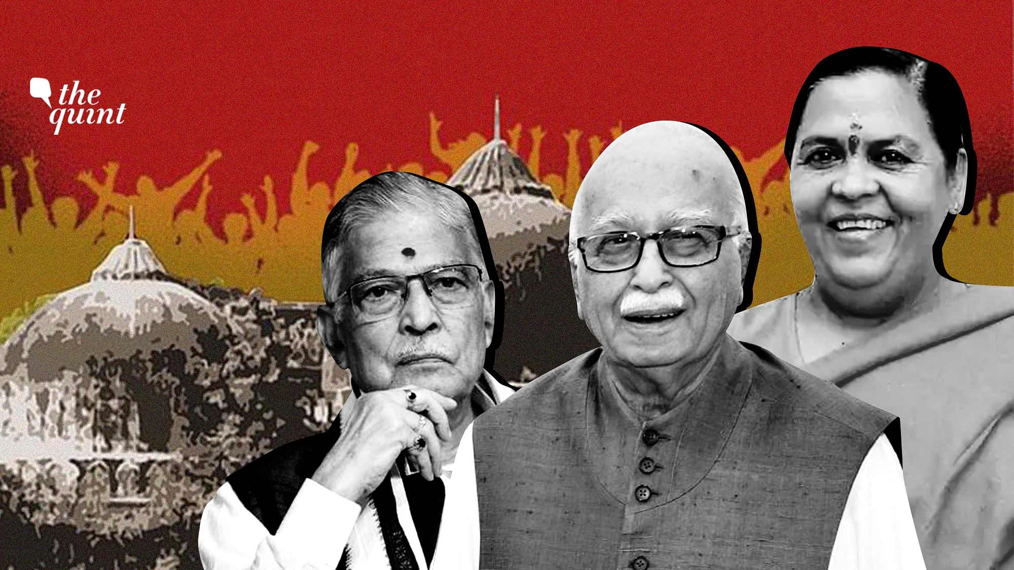 (L-R) Murli Manohar Joshi, LK Advani and Uma Bharti had been accused on conspiring to demolish the Babri Masjid.