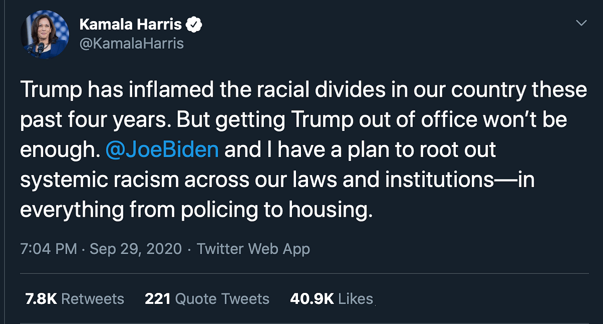 Kamala Harris took to Twitter in voracious support of her running mate. 