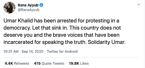 #StandWithUmar: Solidarity Pours in for Khalid Post His Arrest