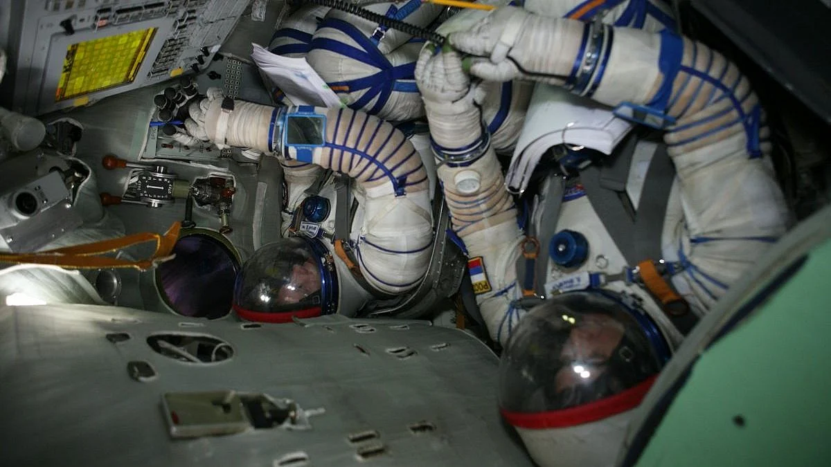 Indian astronauts undergoing training in Russia. 