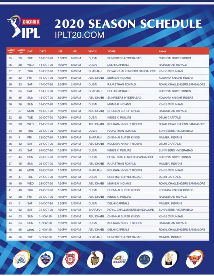 BCCI announces full schedule for IPL 2020. 