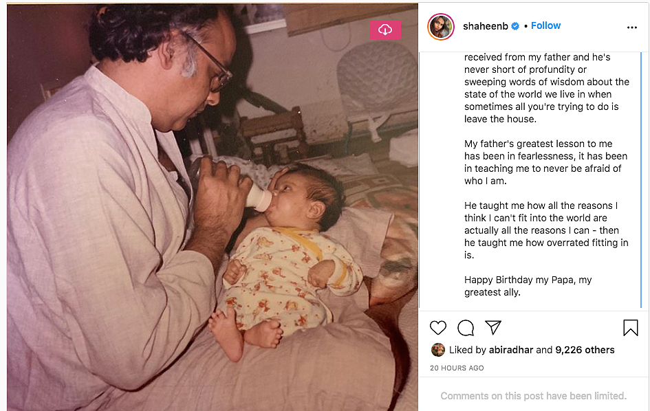 Shaheen Bhatt wishes Mahesh Bhatt on his birthday.