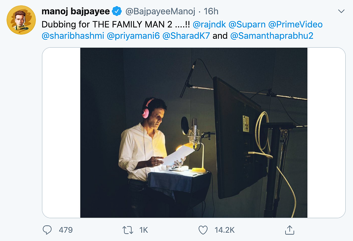 Manoj Bajpayee dubbing for the second season of 'The Family Man'.