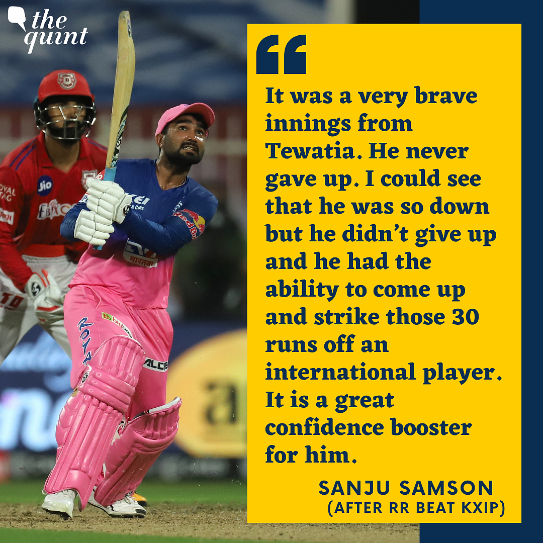 Sanju Samson On Batting With Tewatia & Why Coach Sent Him at 4