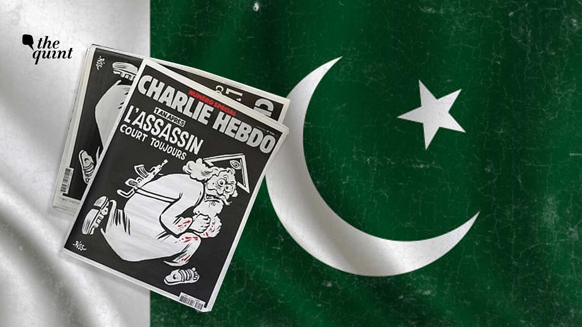 Image of Charlie Hebdo magazine and Pakistani flag used for representational purposes.