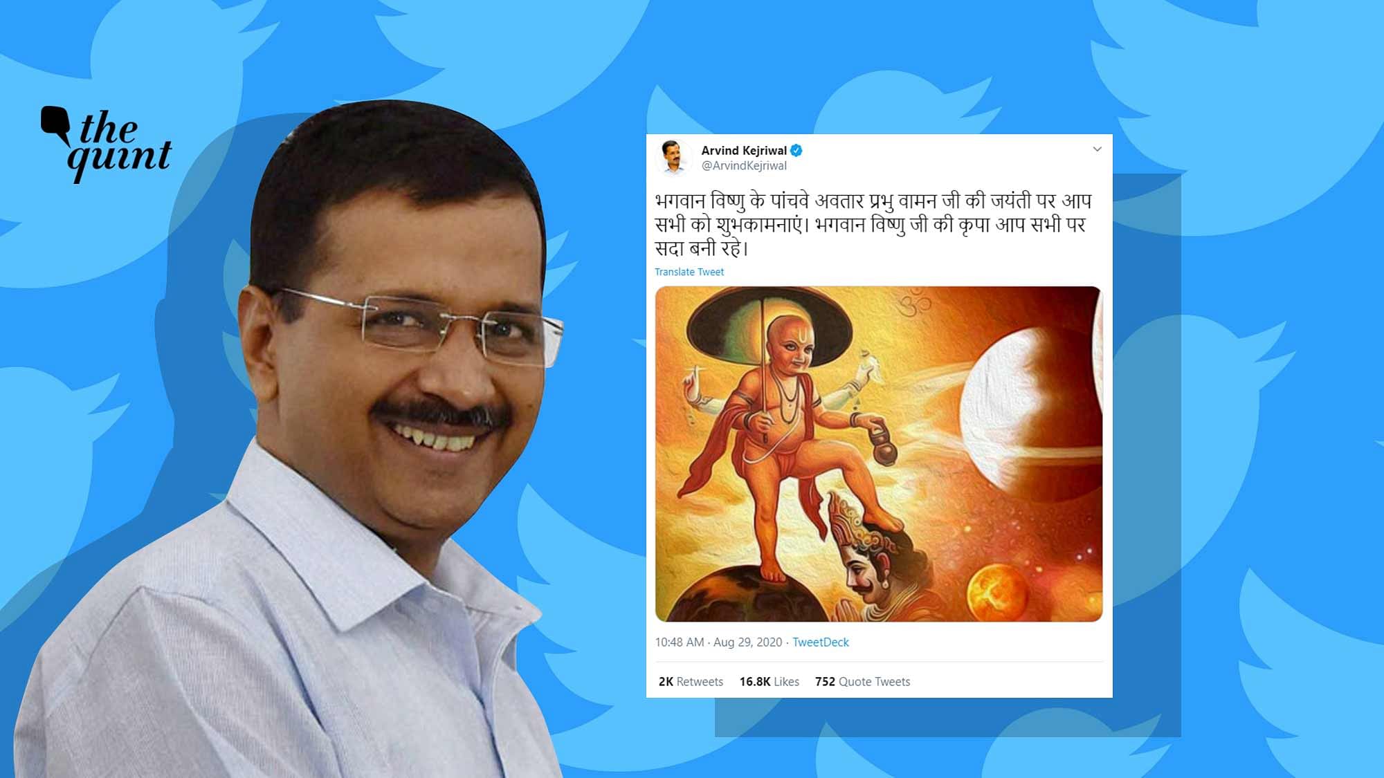 Delhi Chief Minister Arvind Kejriwal was trolled on Twitter for his Vamana Jayanti wishes