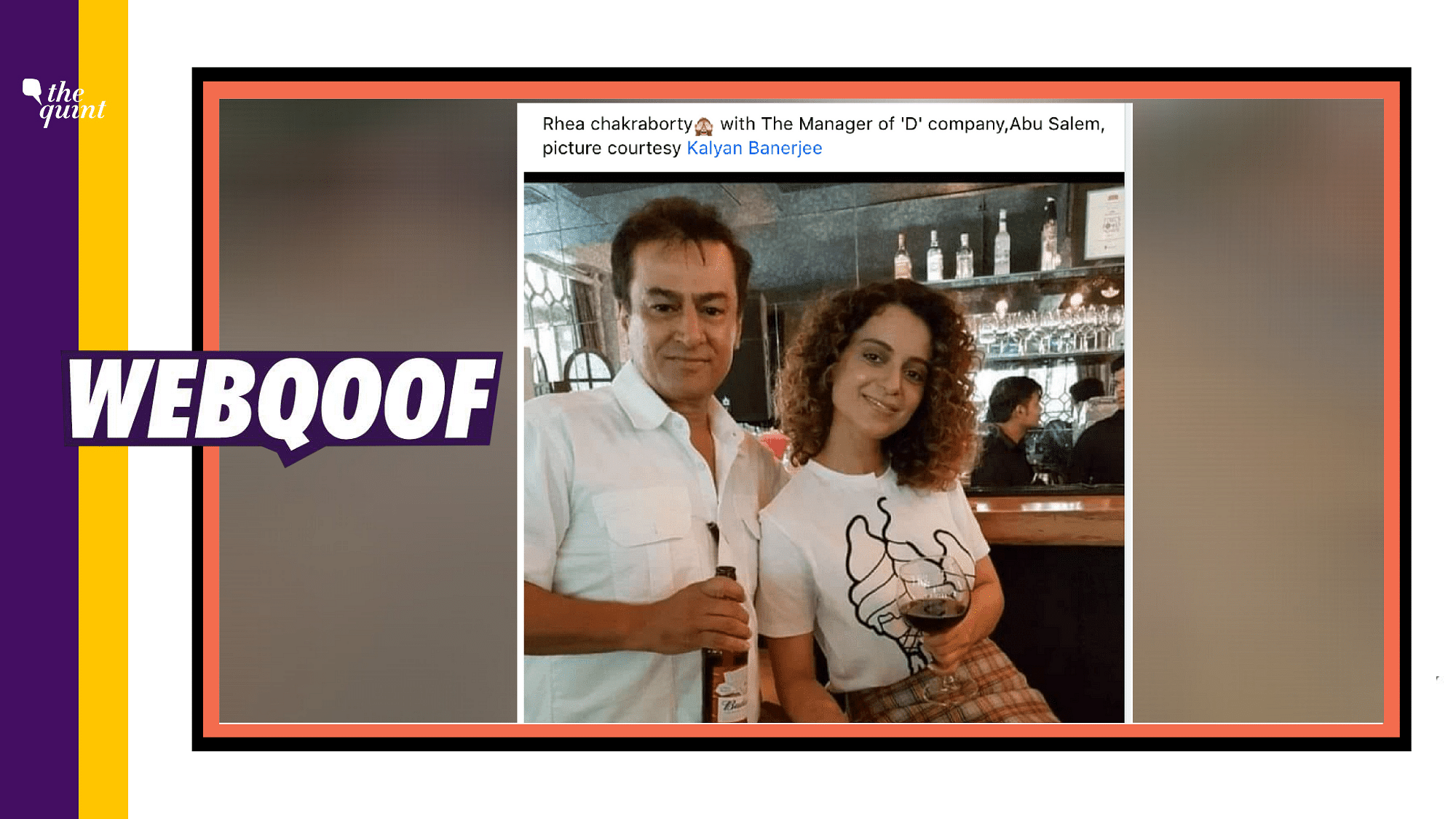 A photograph of Bollywood actor Kangana Ranaut with senior journalist Mark Manuel is being widely shared on social media with a claim that the actress was photographed with 1993 Mumbai blast <a href="https://www.thequint.com/news/india/who-is-abu-salem">convict Abu Salem</a>.