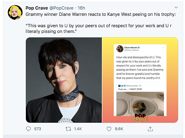 Twitter Reacts to Kanye West Urinating on His Grammy Award