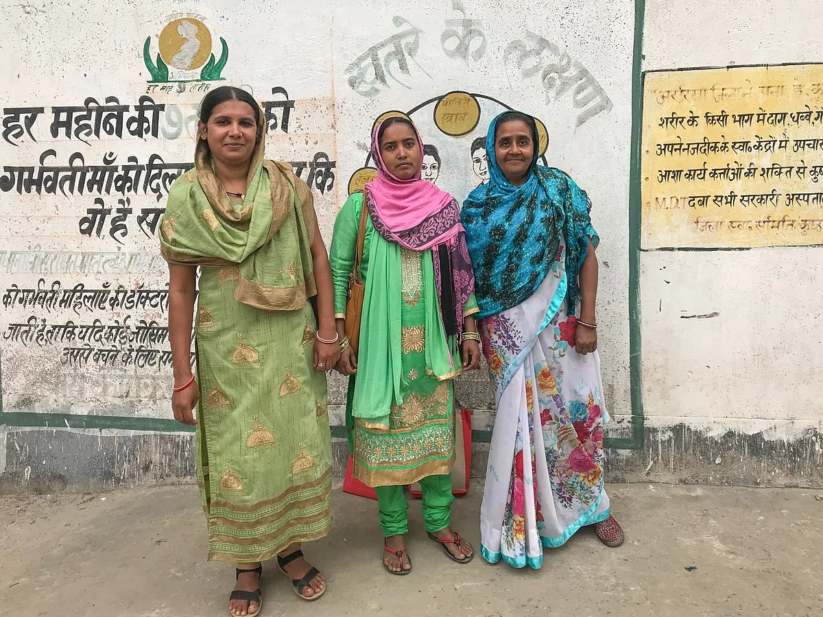 ‘As women, we can’t be seen talking to men about sterilisation,’ say ASHA workers in Rampur village of Bihar’s Araria district: Nusrat Banno (left), Nikhat Naaz (middle) and Zubeida Begum (right). 