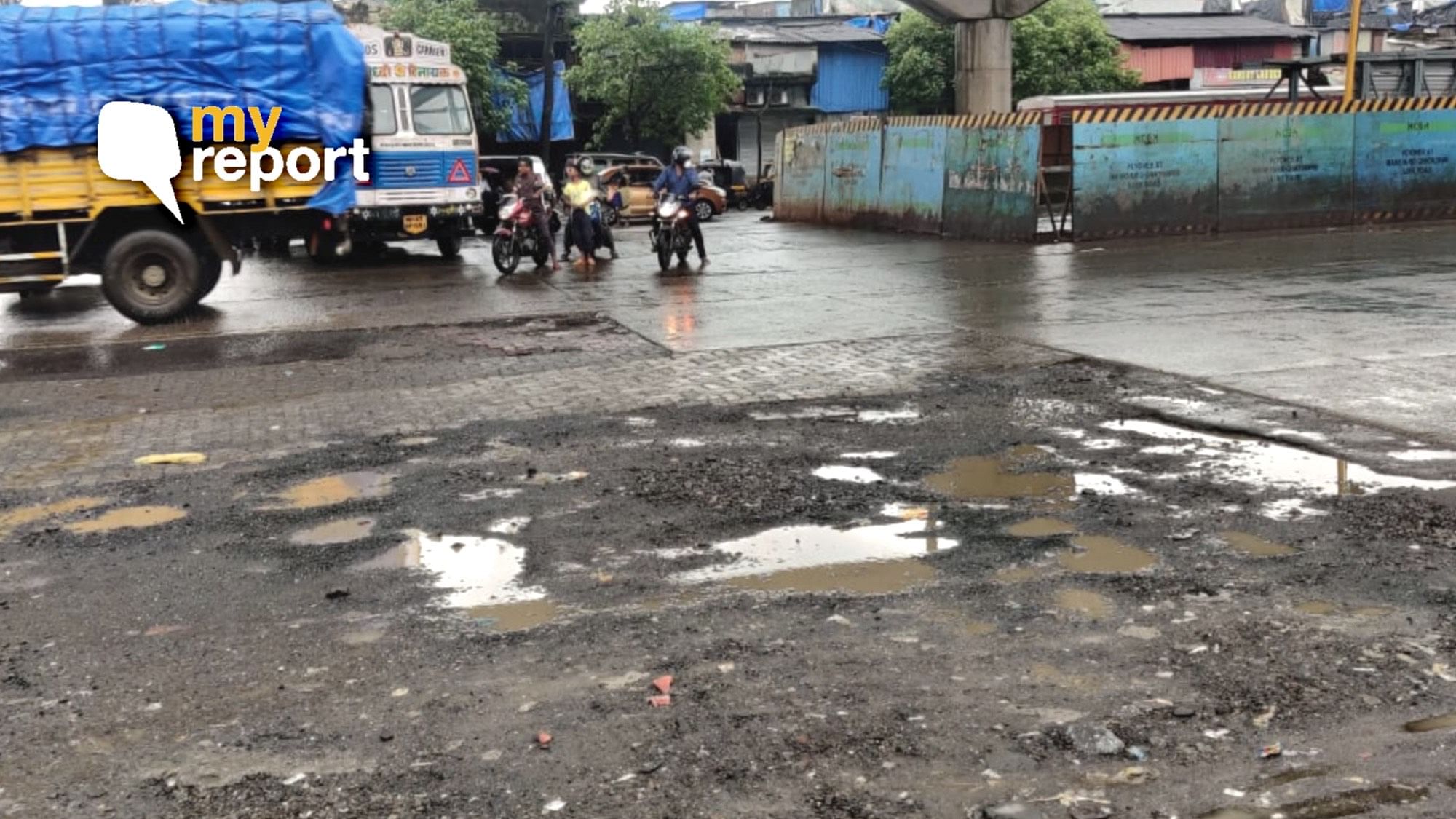 Locals in Mumbai’s Govandi demand for the pothole-ridden road to be filled on a permanent basis.