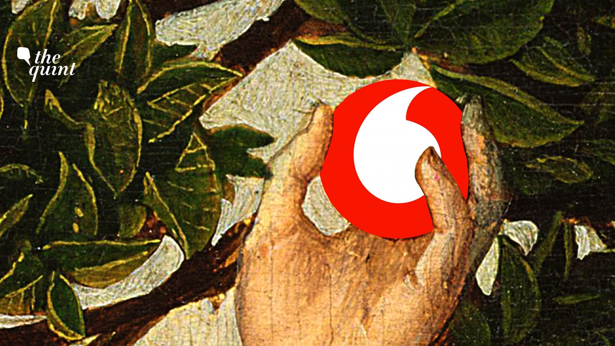 ‘Biblical’ ‘Forbidden Fruit’ referential image, and Vodafone logo used for representational purposes.