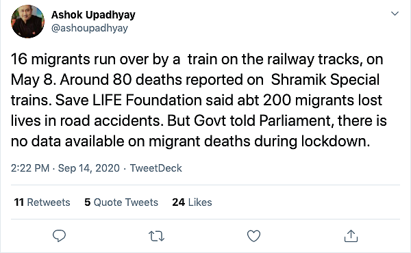 Data on Umar, SSR, But None on Migrant Workers: People Tweet Shock