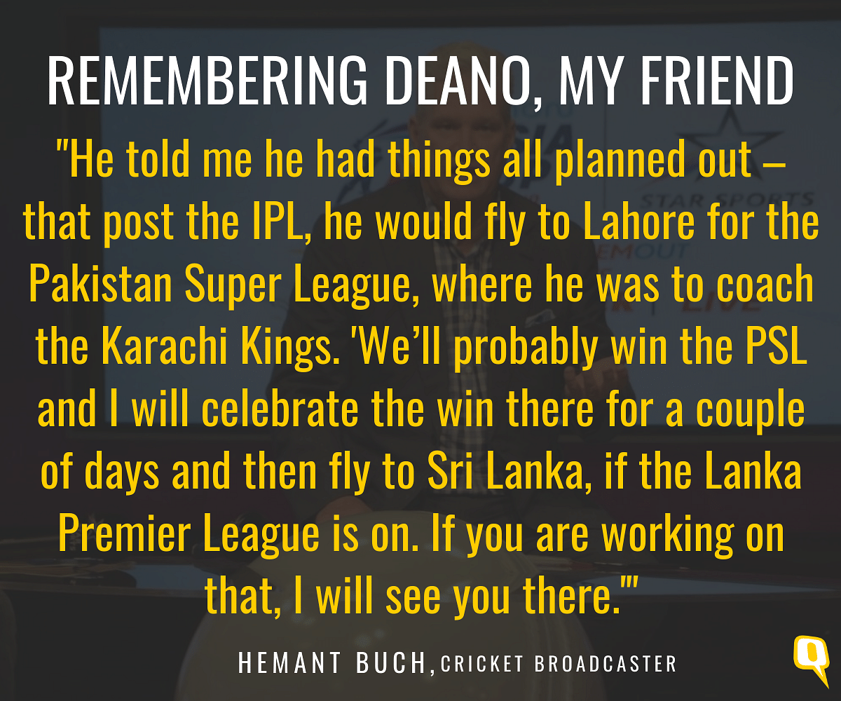 Having known Dean Jones for over 20 years, Hemant Buch remembers his dear friend after his tragic passing.