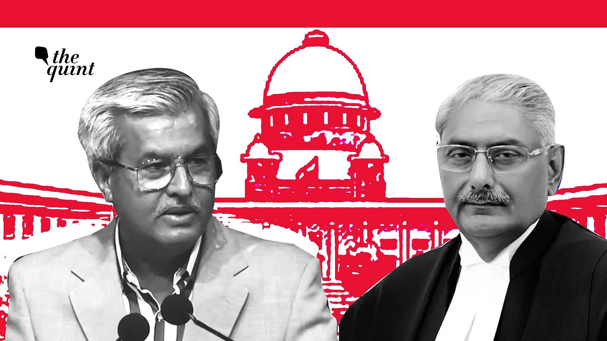 Dushyant Dave (L) and Justice Arun Mishra (R).