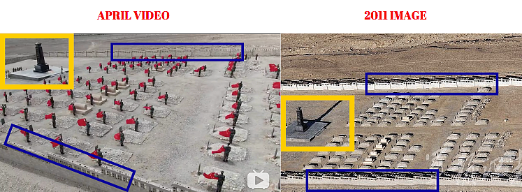 Left: April video. Right: 2011 image of Kangxiwa cemetery.