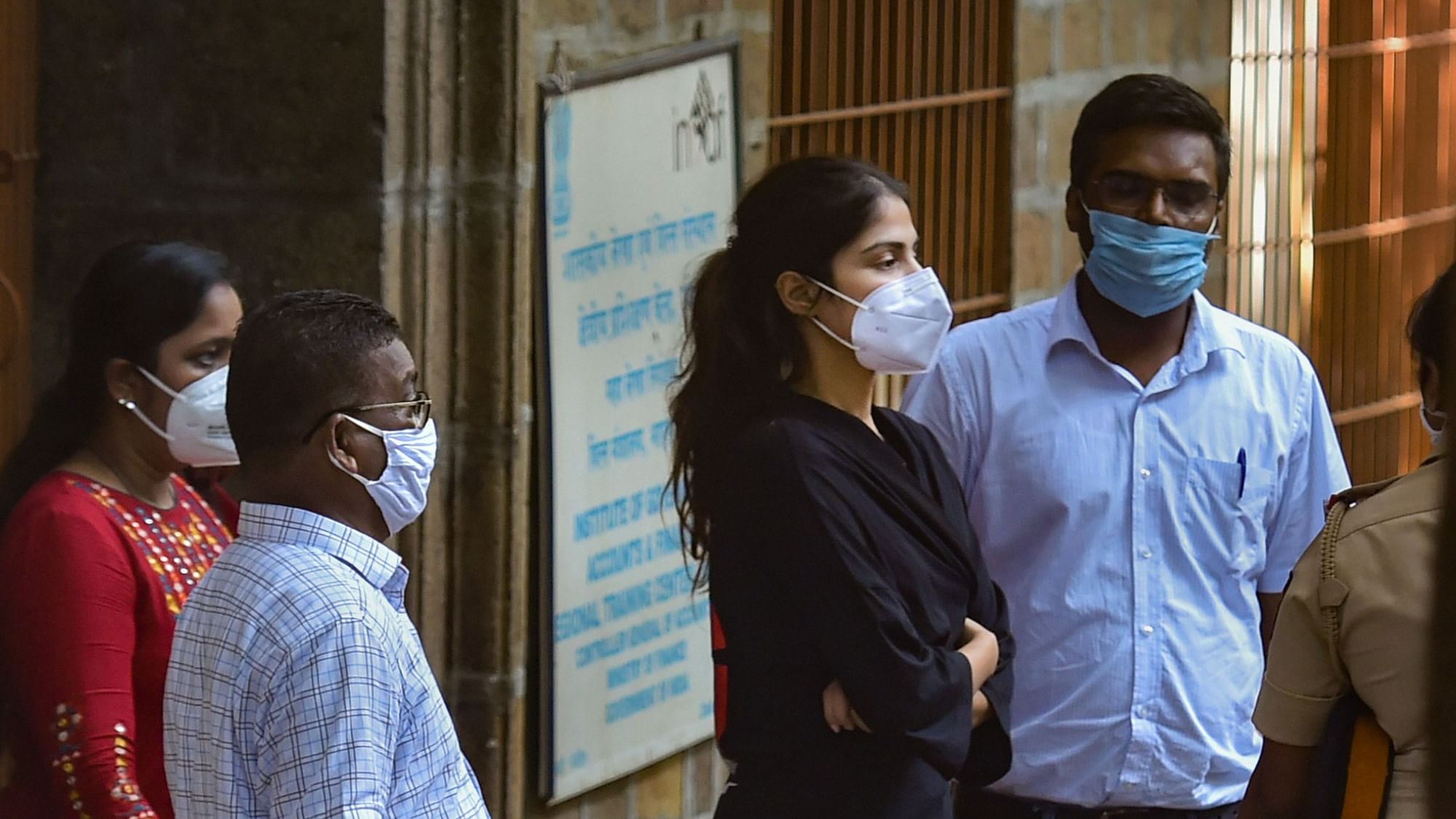 Bollywood actor Rhea Chakraborty is taken for a medical test after being arrested by the Narcotics Control Bureau (NCB) in connection with drugs-related allegations in the late actor Sushant Singh Rajputs death case, from NCB office at Ballard Estate, in Mumbai, Tuesday, 8 September, 2020.