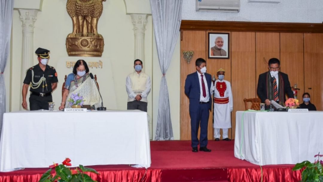 Five ministers were administered the oath of office while six minsters were dropped from the BJP-led Manipur ministry.