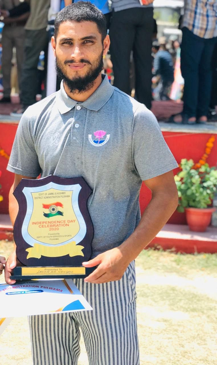 24-yr-old Shabir from Pulwama has impressive left-handed batting skills and has played under-23 Ranji matches.