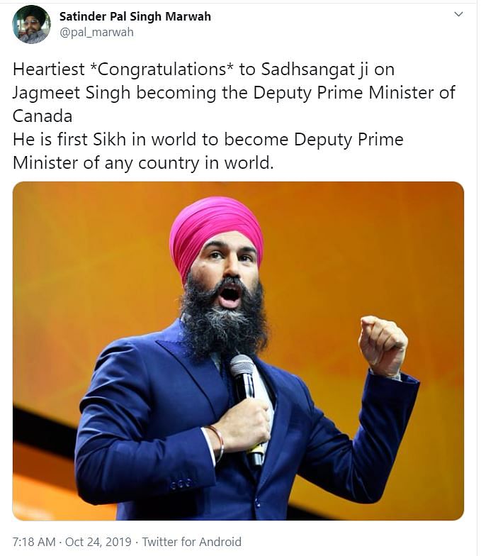 Jagmeet Singh is the leader of the New Democratic Party and is serving as an MP for Burnaby South since 2019.