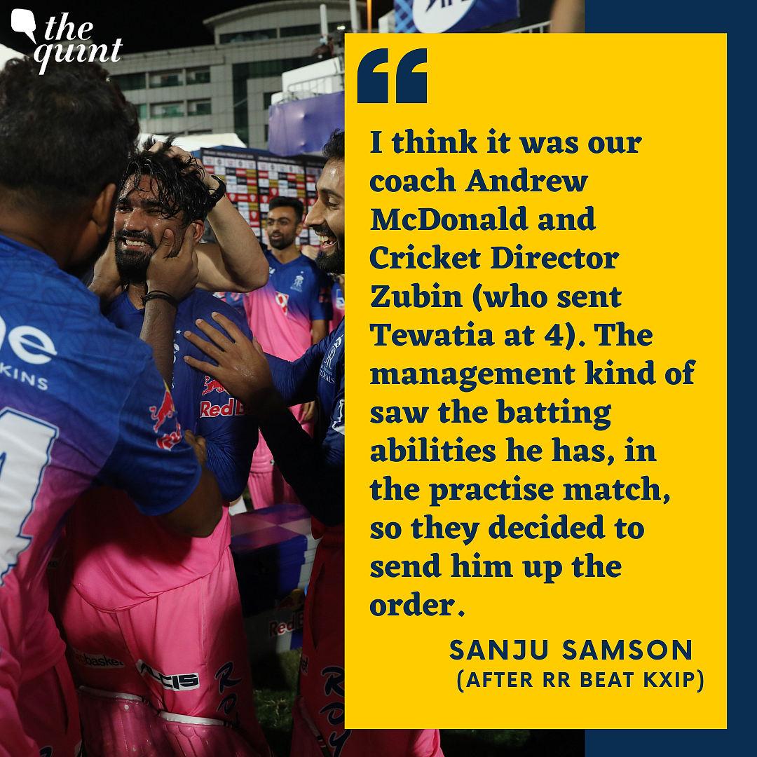 Sanju Samson On Batting With Tewatia & Why Coach Sent Him at 4
