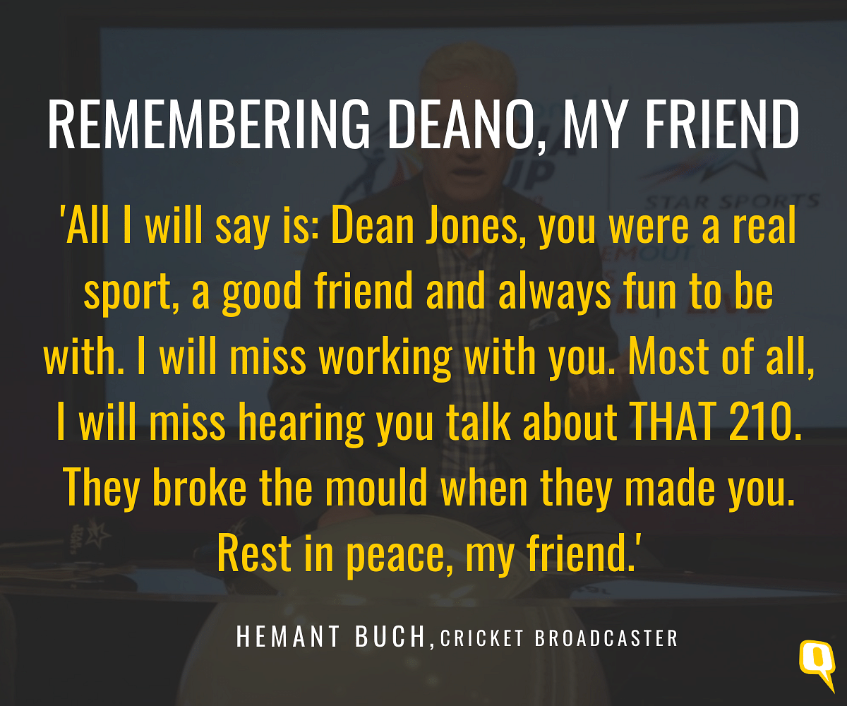 Having known Dean Jones for over 20 years, Hemant Buch remembers his dear friend after his tragic passing.