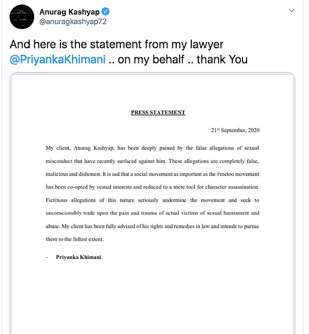 Allegations Against Anurag Kashyap Are False & Malicious: Lawyer