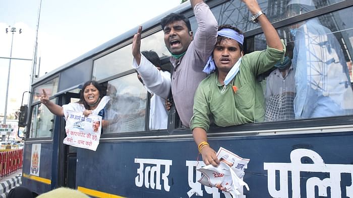 Protesters took to streets across Uttar Pradesh against farm bills.