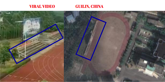 Left: Viral Video. Right: Google map view of Guilin, China