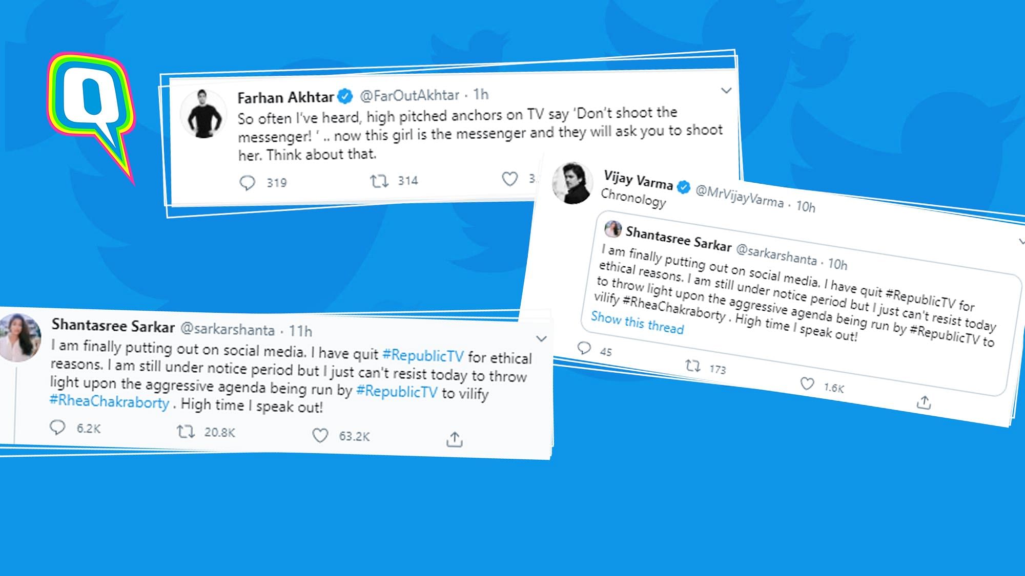 Twitter reacts to a journalist's announcement of resigning from Republic TV.