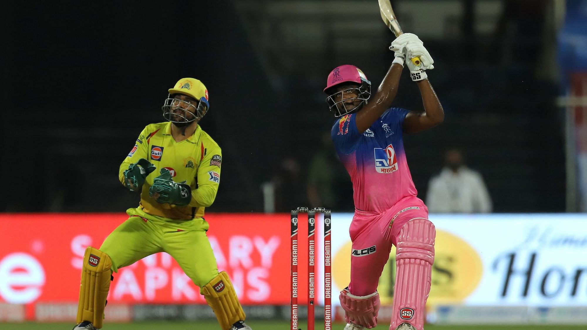 Sanju Samson’s explosive 74 of 32 and Steve Smith’s 69 powered the Rajasthan Royals to 216, the highest score so far in IPL 2020.