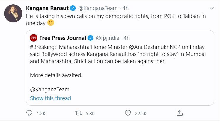 The Shiv Sena and Kangana Ranaut engaged in a war of words over the latter’s ‘Mumbai PoK’ remark.
