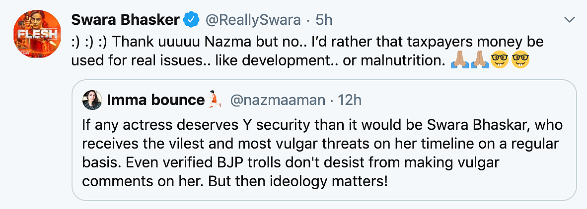 Kangana Gets Y+ Category Security, Swara Bhasker Responds